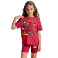 thumbnail image 5 of CCRFTGI 250th Anniversary Summer Outfits for Kids Girls 10-12 Patriotic Cute 2 Piece Outfits Activewear July 4th Celebration Happy America 250 T Shirt and Biker Shorts Clothing Sets Red 5-6 Years, 5 of 6