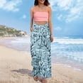 thumbnail image 6 of Dress Pants Women Petite High Waisted Wide Leg Summer Beach Vacation Pants Boho Lounge Casual Palazzo Trousers, 6 of 9