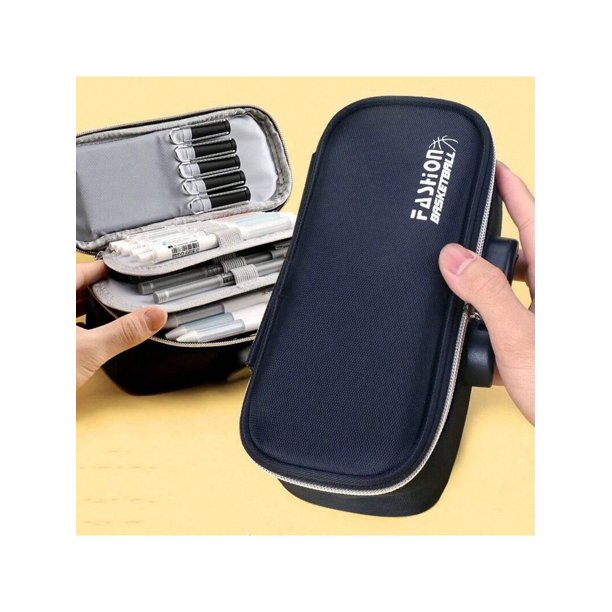 1pc Black Password Lock Pencil Case Stationery Storage Box