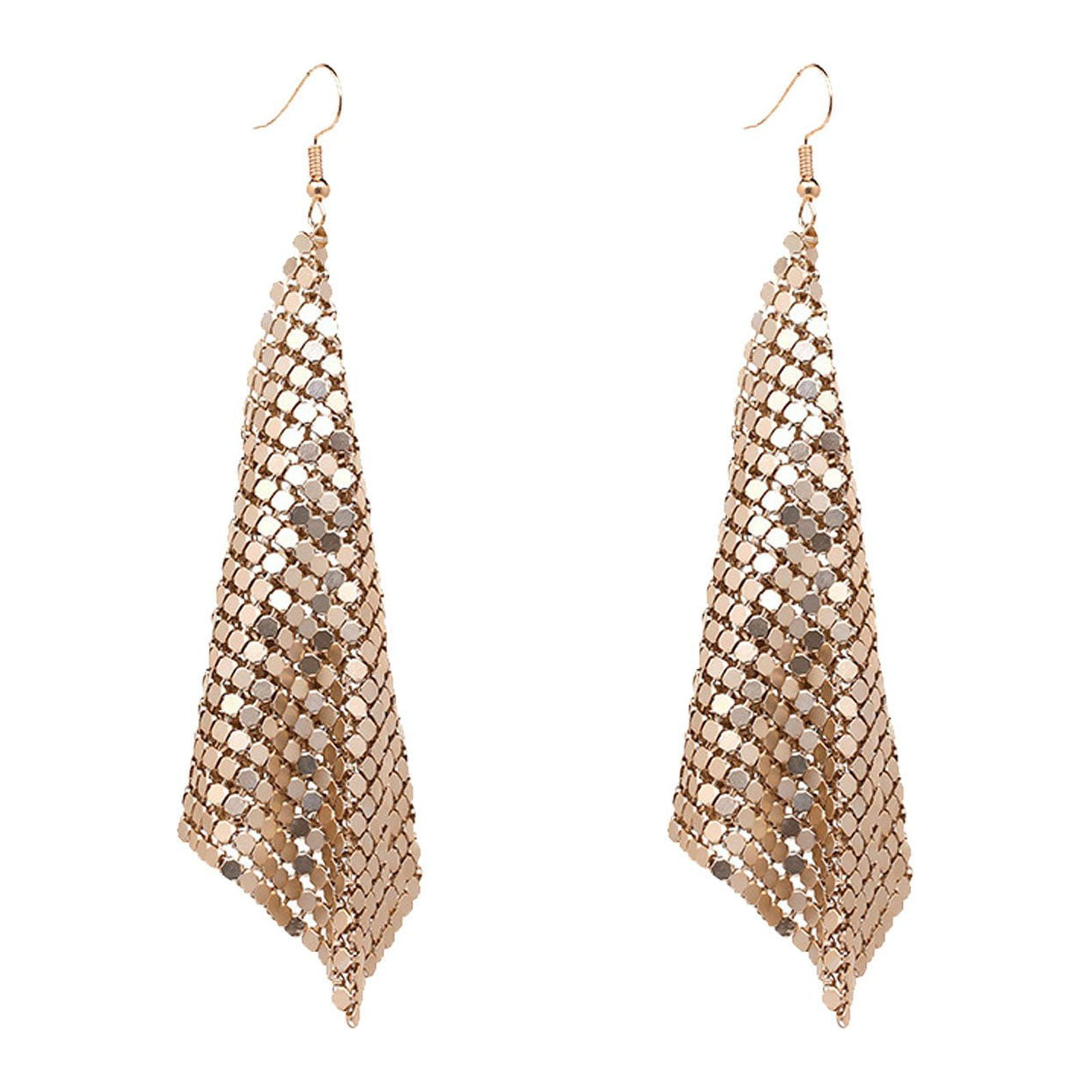 Women Earrings Metal Mesh Lattice Sequins Tassel Long Drop Dangle Earrings Earring for Women 2023 Walmart