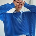 thumbnail image 4 of Top casual de la camisa del suéter del jersey del desgaste del invierno del punto de canalé de la manga larga del suéter de la moda de las mujeres, 4 of 5