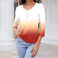 thumbnail image 2 of Summer Plus Size 3/4 Sleeves Tops for Womens Fashon Spring And Summer Gradient Printed Top Collar Button Sexy Shirt 3/4 Sleeve Long Sleeve V Neck Top/Shirt, 2 of 7