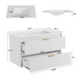 thumbnail image 5 of Nordee 36" Floating Bathroom Vanity with Sink, Modern Wall Mounted Floating Cabinets with Double Drawers& Grooved Design- White, 5 of 6