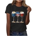 thumbnail image 2 of Mifsaly American Flag Shirt Women Crewneck Short Sleeve Cotton Tops Summer Casual Wine Glass Graphic T Shirts Daily Wear Versatile Patriotic Summer Fashion Tees L, 2 of 6