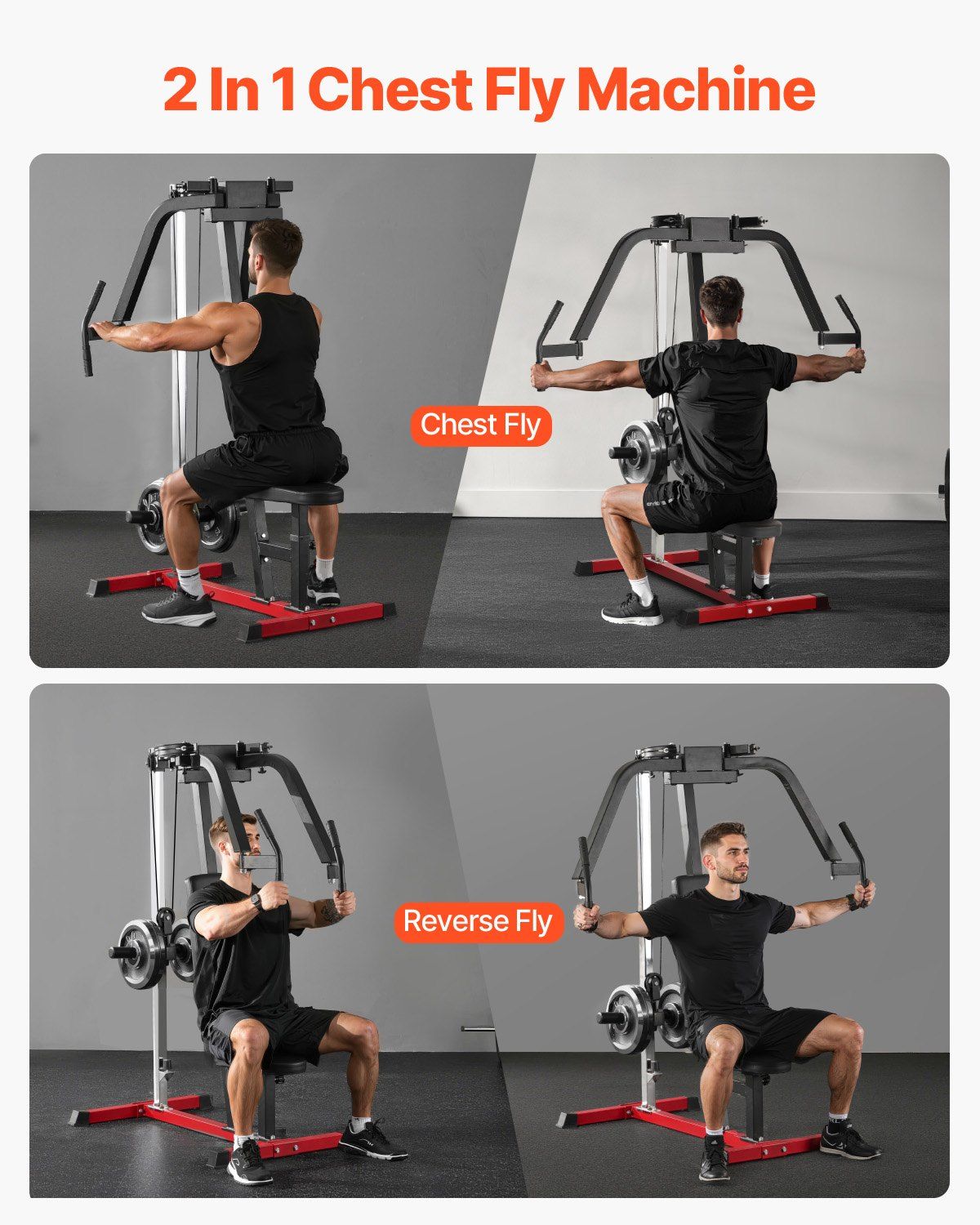 450LBS Capacity Home Gym Upper Body Machine, Chest Fly and Reverse Delt for Back & Shoulders