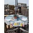 thumbnail image 2 of Outdoor Tablecloth with Umbrella Hole for Patio/Picnic/Party/Camping, Sea Turtle Coastal Waterproof Table Cloth Round Cover Washable, Floral Starfish Blue Vintage Wooden (Dia 54"), 2 of 8