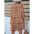 thumbnail image 2 of CUPSHE Women Paisley Mini Dress V Neck Sleeveless Ruffled Tiered Beach Summer Dress, 2 of 4