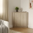 thumbnail image 3 of Joyyskill Corner Storage Cabinet, Small Corner Floor Cabinet with 2 Doors and 2-Tier Shelves, Modern Wooden Narrow Storage Organizer, Light Oak, 3 of 6