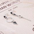 thumbnail image 2 of Pendientes colgantes geométricos para mujer con borlas, pendientes de hilo hechos a mano, pendientes asimétricos de plata de ley., 2 of 5