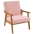 thumbnail image 5 of Modern Velvet Accent Chair, Teddy Velvet Single Indoor Lounge Chair, Comfty Sofa Armchair with Wood Legs and Backrest, for Living Room, Bedroom, Compact Space, Pink, 5 of 7