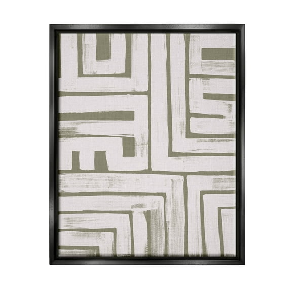 Stupell Industries Geometric Lines Pattern Arrangement Graphic Art Jet Black Floating Framed Canvas Print Wall Art, Design by June Erica Vess