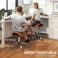 thumbnail image 3 of Tabouret de Salon Marron Réglable - Chaise de Massage Spa Pivotante à 360° avec Roues - Tabouret Roulant en Similicuir Rembourré pour Beauté, Tatouage et Usage Domestique (20,9 Pouces x 20,5 Pouces x 24 Pouces), 3 of 7