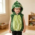 thumbnail image 2 of Hiijoy Boys Halloween Hooded Vest 3D Dinosuar Hood Full Zip Vest Plush Sleeveless Jacket, 2 of 5
