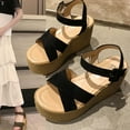 thumbnail image 5 of asdoklhq Sandals for Women Clearance Under $10, Women Ankle Strap Summer Slide Sandals Platforms Wedges Shose, 5 of 9