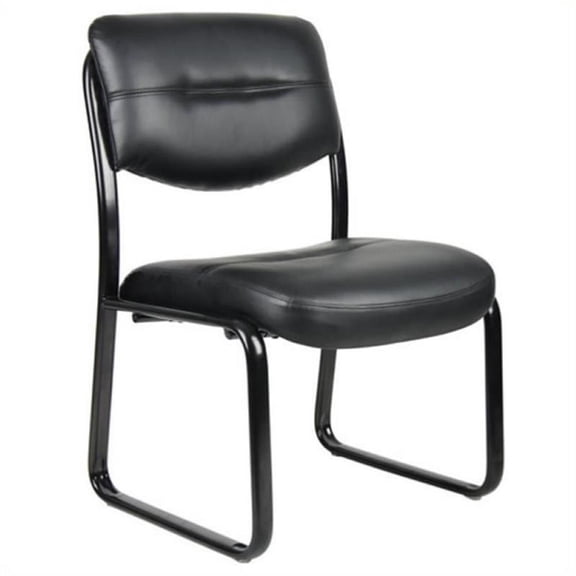 Pemberley Row Leather Black Guest Chair Rectangular Contoured Cushions 34" x 23" x 24"