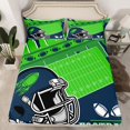 thumbnail image 2 of Manfei Rugby Game Gamer Queen Sheet Sets,Football Sport Lover Flat Sheet,Deepblue Green Queen Fitted Sheet For Teens,Breathable Home Decor,4-Piece, 2 of 7