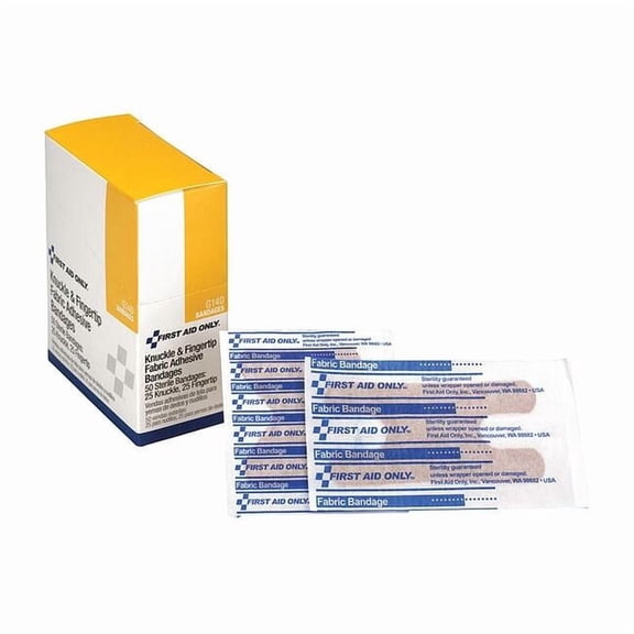 First Aid Only Knuckle/Fingertip Bandages, Fabric, 1-1/2inW,PK50 G140