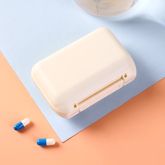 7 Days Portable Pill Organizer, Moisture Proof Mini Storage Box, Weekly Travel Medicine Case, Detachable Small Containers, Easter Decor, Compact Pill Case for Daily Use, 3.9*2.8*1.4in, Beige