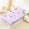 thumbnail image 4 of Erosebridal Dreamy Purple Bow Twin Sheet Sets for Kid, Cartoon Floral Bedding, 3-Piece, 4 of 5