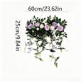 thumbnail image 3 of JHyouerji Artificial Rose Front Door Swag Wreath 24x10x1 Inch Purple All Season Farmhouse Hanging Floral Decor for Wedding Holiday, 3 of 8