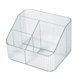 thumbnail image 1 of Caja de almacenamiento de escritorio, organizador trapezoidal, estuche de plástico PP para brochas de maquillaje, 4 rejillas transparentes., 1 of 12