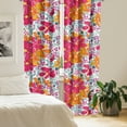 thumbnail image 2 of Ambesonne Floral Curtains, Leafy Flowers Print Spring, Pair of 28"x84", Hot Pink Vermilion, 2 of 5