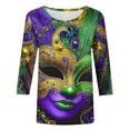 thumbnail image 5 of Gamivast Women Carnival Tops Plus Size 3/4 Sleeve Crewneck Blouses Cute Mask Graphic Drop Shoulder Dressy Shirts Holiday Mardi Gras Outfits 2026, 5 of 5