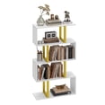 thumbnail image 4 of Dextrus 5-Tier S-Shape Bookshelf, Modern Wood & Metal Bookcase for Living Room, Bedroom, Home Office – Gold, 4 of 11