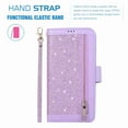 thumbnail image 7 of Dteck 9 Card Holder Folio Flip Glitter Leather Folding Stand Magnetic Wallet Purse Case with Strap &Zipper Coin Change Money Pocket, For iPhone 11 Pro 5.8", purple, 7 of 7