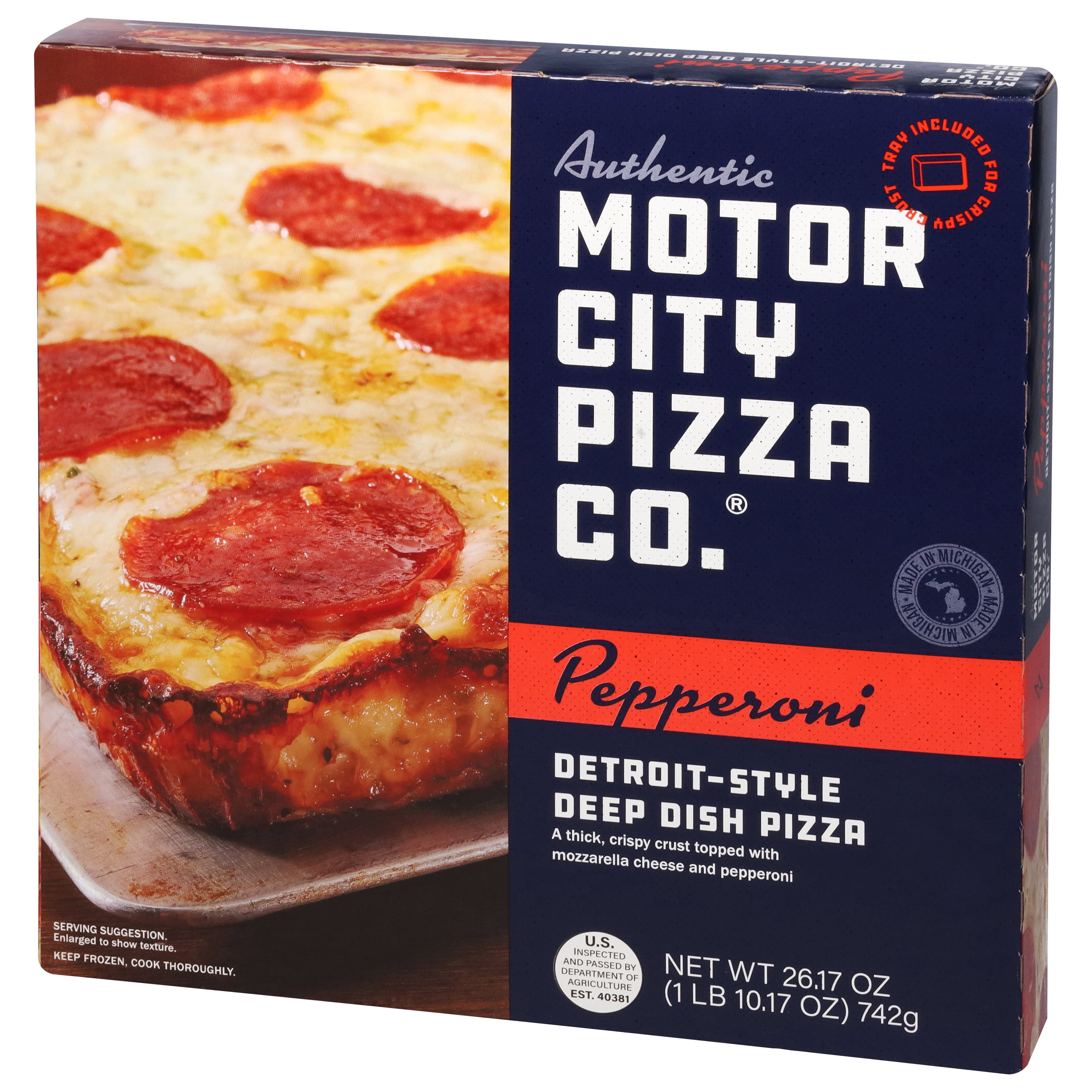AUTHENTIC MOTOR CITY PIZZA CO. Pepperoni Detroit-Style Pizza,Tomato Sauce,26.17 oz(Frozen) AUTHENTIC MOTOR CITY PIZZA CO. Pepperoni Detroit-Style Pizza,Tomato Sauce,26.17 oz(Frozen)
