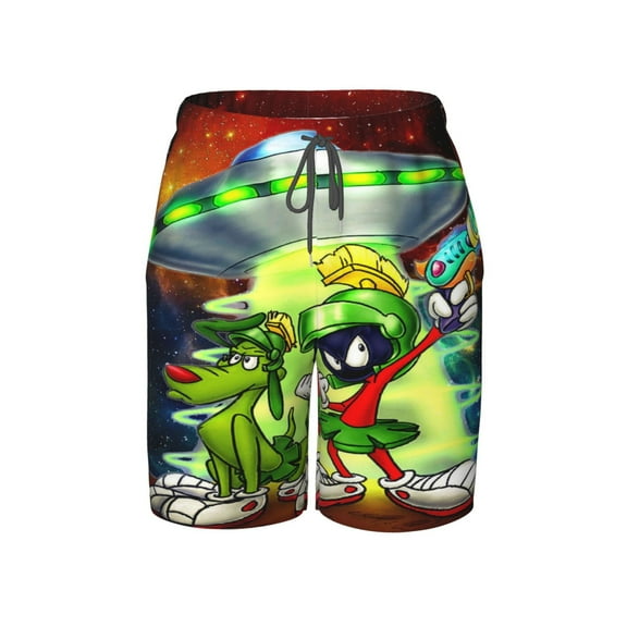 Marvin the Martian Boys Swim Trunks with Mesh Liner Bathing Suits Quick Dry Beach Boards Shorts Kids Youth Teen