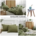 thumbnail image 4 of Simple&Opulence 100% Linen Duvet Cover Set with Washed-French Flax-3 Pieces Solid Color Basic Style Bedding Set-Breathable Soft Comforter Cover with 2 Pillowshams (Olive Green, Queen), 4 of 8