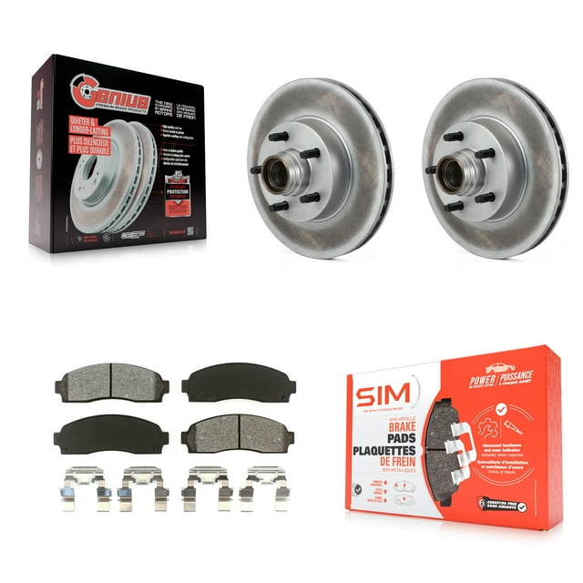 Transit Auto Rotors de Frein à Disque avant Revêtus Ensemble de Moyeu et Kit de Plaquettes Semi-Métalliques pour Voiture 20102011 Ford Ranger RWD KGS-100533