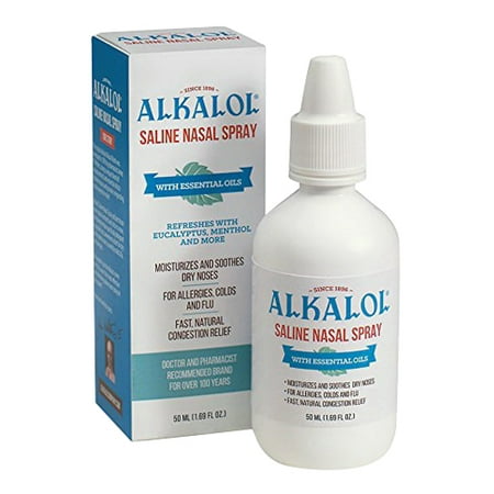 Alkalol Solution Saline Nasal Spray For Dry, Stuffy Noses Refreshes with Eucalyptus And Menthol, 1.69 (Best Allergy Medicine For Stuffy Nose And Sore Throat)