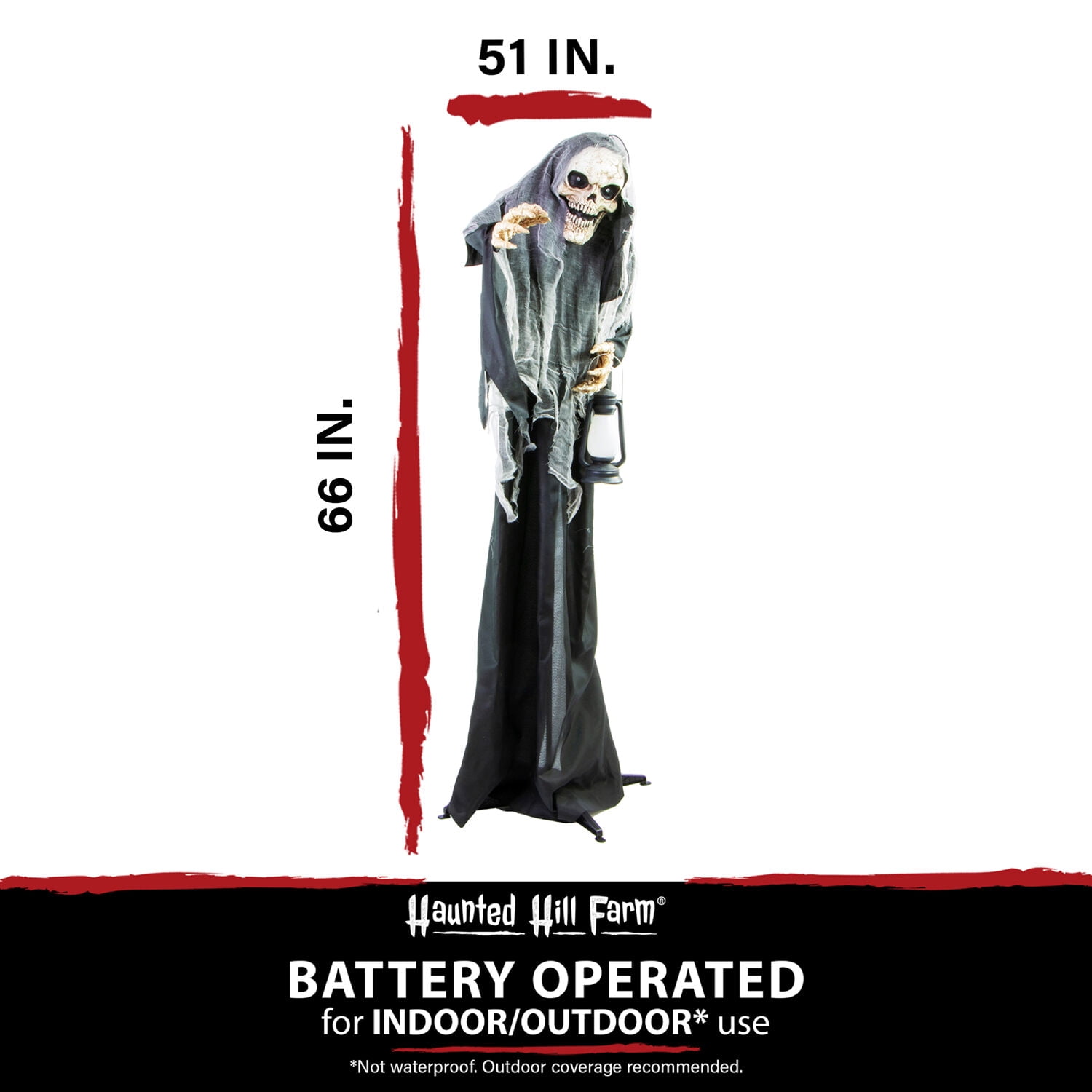 Haunted Hill Farm 5.9 ft Lampa Solais the Animated Gruesome Reaper, Indoor/Covered Outdoor Halloween Decoration, HHRPR-24FLSA