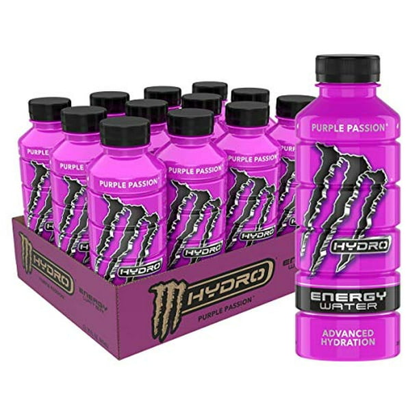 Monster Energy Hydro Energy Water, Purple Passion, 20 Oz (Pack Of 12)