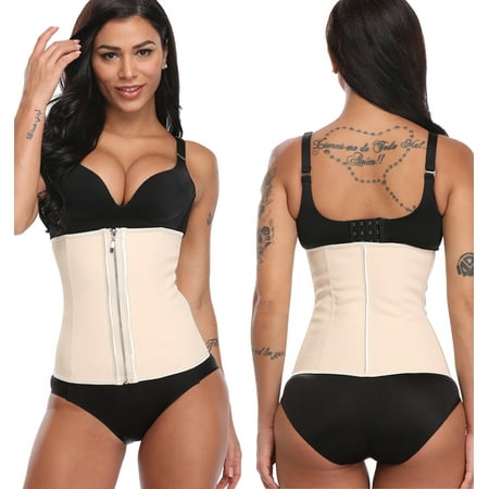 

SHAPERIN Women Latex Underbust Waist Training Corsets Cincher Zip&Hook Hourglass Body Shaper