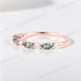 thumbnail image 2 of STERLING MINIMALIST Natural Moss Aagte Engagement Band, Half - Eternity Sterling Silver Ring, Green Gemstone Diamond Ring, Promise Birthday Gift, 2 of 5