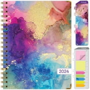 Hardcover CY 2024 Fashion Planner - 8.5"x11" (Rainbow Gold Marble)