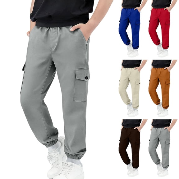 DJDLJWCJ Boys Cargo Sweatpants 10-12 Kids Straight Leg Elastic Waist Athletic Pants Pull On Casual Pants Red Size 6