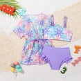 thumbnail image 2 of Odeerbi 9M-3Y Niñas Beach String Bikini Con Kimono Cover Up Set Traje de Baño de Impresión Floral Ropa de Playa Cubiertas Protectores Solares Set de Tres Piezas, 2 of 5