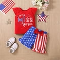 thumbnail image 2 of Ruyang 4th Of July Toddler Baby Girl Outfits Independence Day Letter Print Tops American Flag Shorts Set Summer Clothes, 2 of 7