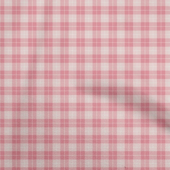 oneOone Cotton Silk Medium Pink Fabric Check Diy Clothing Quilting Fabric Print Fabric By Yard 42 Inch Wide