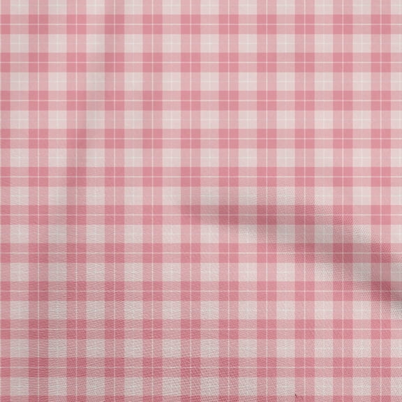 oneOone Viscose Chiffon Medium Pink Fabric Check Craft Projects Decor Fabric Printed By The Yard 42 Inch Wide