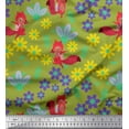 thumbnail image 1 of Soimoi Polyester Crepe Fabric Leaves,Floral & Fox Cartoon Printed Craft Fabric by The Yard 42 Inch Wide, 1 of 1