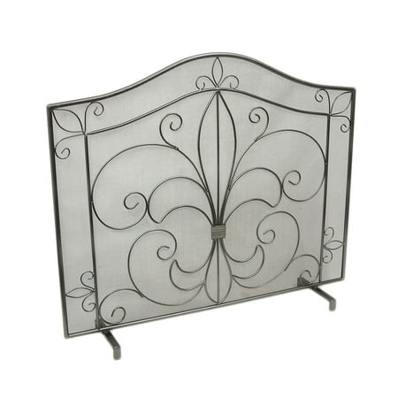Brushed Silver Finish Fleur de Lis Panel Wrought Iron Metal Fireplace Screen - Walmart.com Buy Brushed Silver Finish Fleur de Lis Panel Wrought Iron Metal Fireplace Screen at Walmart.com