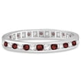 thumbnail image 2 of Garnet and Diamond Channel-Set Ring Eternity Band 14k White Gold (1.04ct), 2 of 4