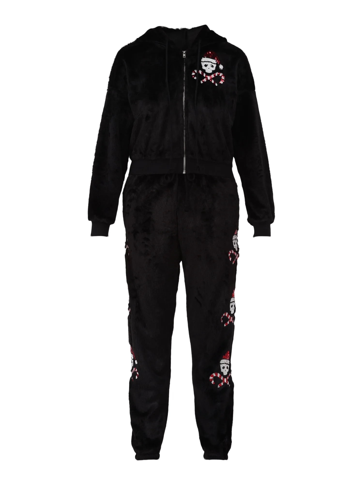 No Boundaries Faux-Fur Christmas Track Suit, 2-Piece, Women's and Women's Plus