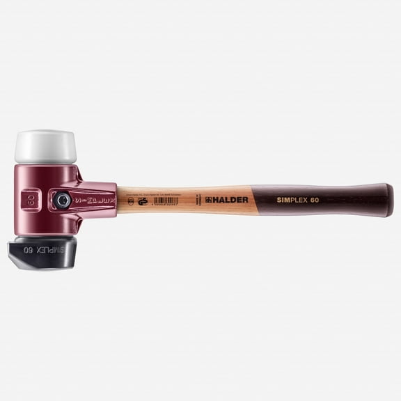 Halder Simplex Mallet with Superplastic/STAND-UP Black Rubber Inserts and Cast Iron Housing, 2.36" / 54.32 oz.