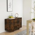 thumbnail image 1 of vidaXL Sideboard with 3 Drawers Smoked Oak 120x41x75 cm Engineered Wood, 1 of 5